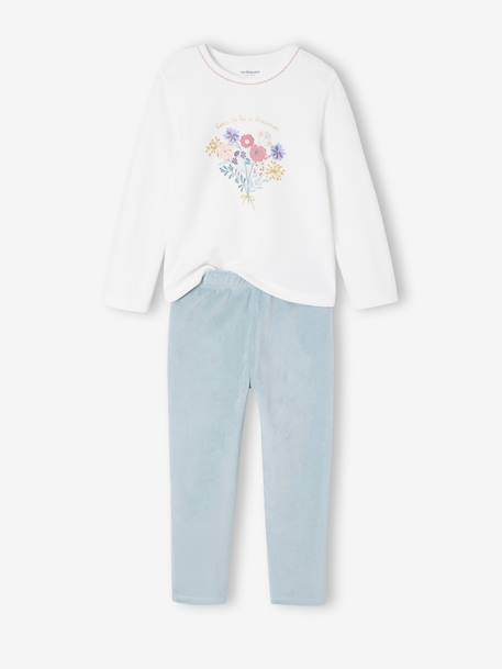 Lot de 2 pyjamas fille velours fleurs écru 2 - vertbaudet enfant 