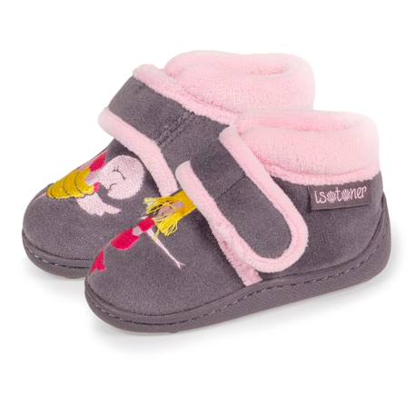 Chaussons bottillons ,fermeture à scratch, semelle antidérapante Gris foncé 1 - vertbaudet enfant 