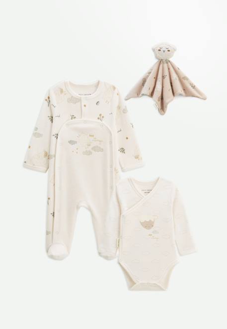 Bébé-Kit naissance 3 pièces pyjama, body et doudou bébé câlins
