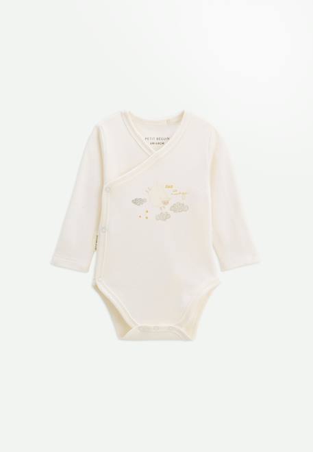 Lot de 2 bodies bébé manches longues ouverture croisée câlins Ecru 6 - vertbaudet enfant 