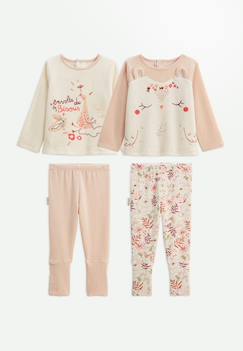 Lot de 2 pyjamas enfant 2 pièces en velours avec pieds retroussables manouk  - vertbaudet enfant