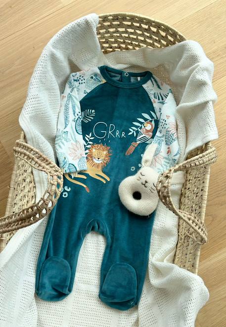 Pyjama bébé en velours roméo Bleu 1 - vertbaudet enfant 