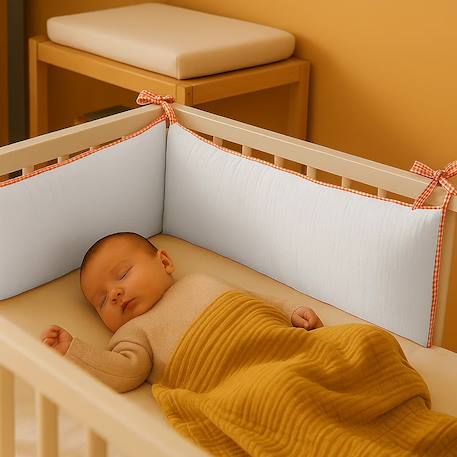 Tour de lit en coton bio Blanc+Fraise+Honey+Rose+Vert 2 - vertbaudet enfant 