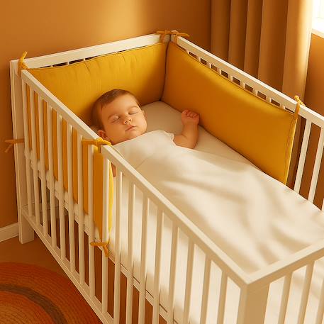 Tour de lit en coton bio Blanc+Fraise+Honey+Rose+Vert 16 - vertbaudet enfant 