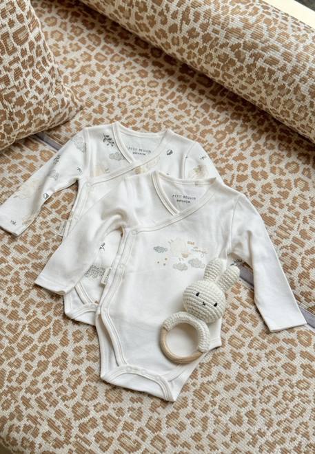 Bébé-Lot de 2 bodies bébé manches longues ouverture croisée câlins