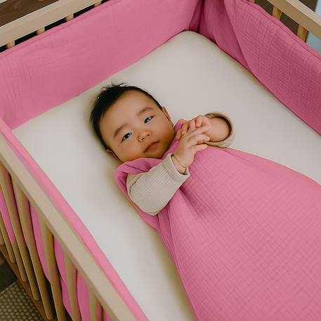 Tour de lit en coton bio Blanc+Fraise+Honey+Rose+Vert 20 - vertbaudet enfant 