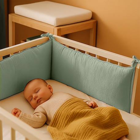 Tour de lit en coton bio Blanc+Fraise+Honey+Rose+Vert 30 - vertbaudet enfant 