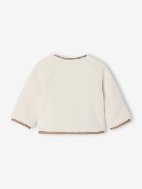 Pull naissance en sherpa boutonné devant écru 2 - vertbaudet enfant 