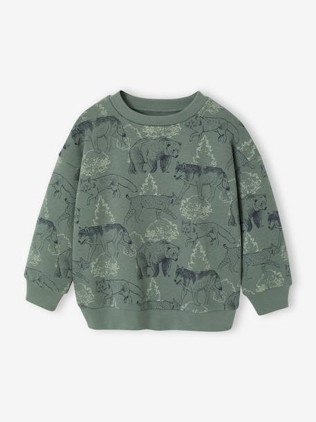 Sweat imprimé garçon beige chiné+bleu moyen+vert sauge 7 - vertbaudet enfant 