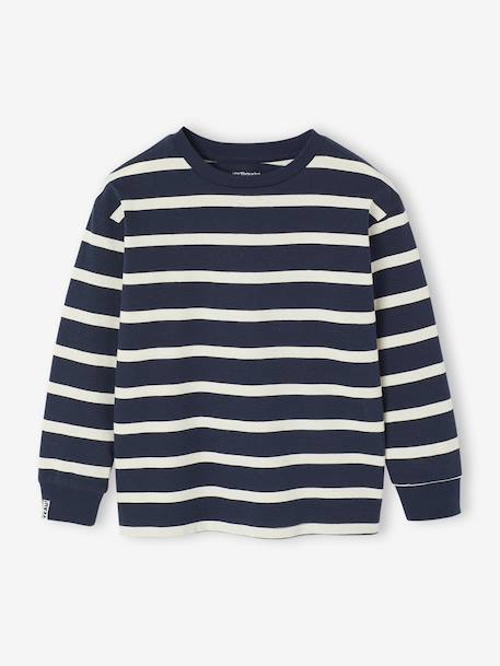Tee-shirt rayé manches longues garçon bleu nuit+écru 1 - vertbaudet enfant 
