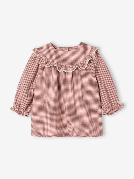 Robe naissance en flanelle motif vichy écru 1 - vertbaudet enfant 