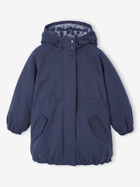 Parka fille à capuche doublée imitation fourrure bois de rose+camel+marine+noir+prune+vert foncé 16 - vertbaudet enfant 