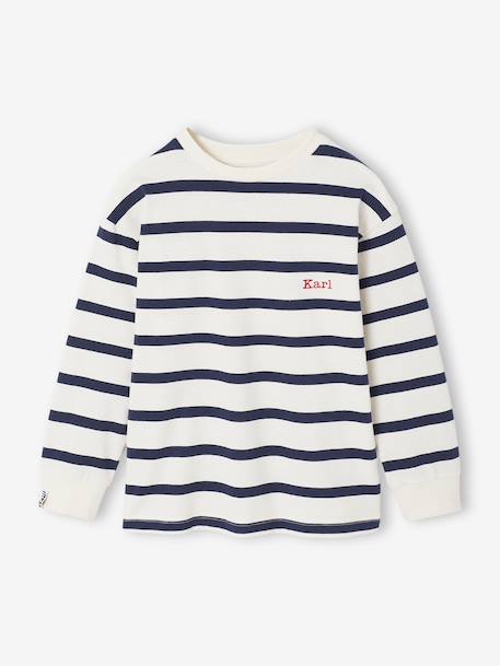 Tee-shirt rayé manches longues garçon bleu nuit+écru 8 - vertbaudet enfant 