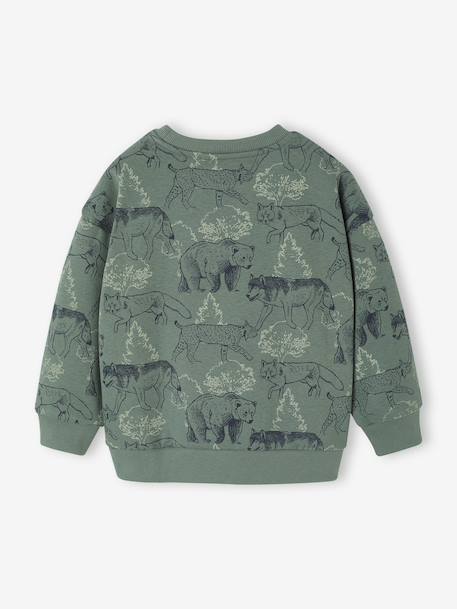 Sweat imprimé garçon beige chiné+bleu moyen+vert sauge 8 - vertbaudet enfant 