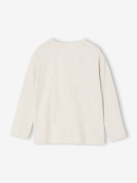 T-shirt manches longues imprimé garçon avec reliefs blanc chiné+noix de pécan 4 - vertbaudet enfant 