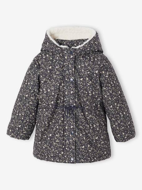 Parka fille à capuche romantique marine+vert 5 - vertbaudet enfant 