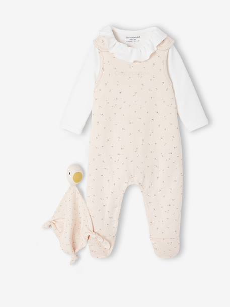Ensemble 3 pièces naissance combinaison body doudou rose+vert d'eau 1 - vertbaudet enfant 