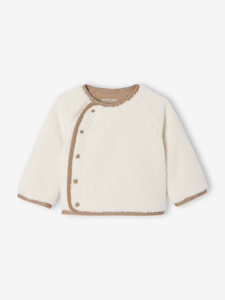 Pull naissance en sherpa boutonné devant écru 1 - vertbaudet enfant 