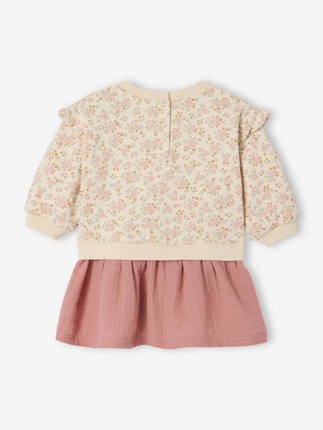 Robe bi-matière manches longues vieux rose 2 - vertbaudet enfant 
