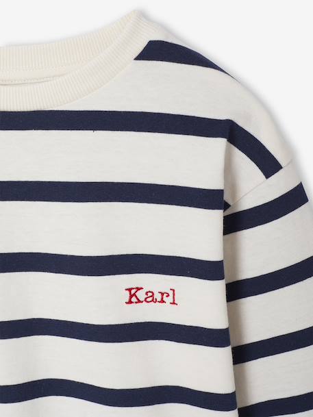 Tee-shirt rayé manches longues garçon bleu nuit+écru 10 - vertbaudet enfant 