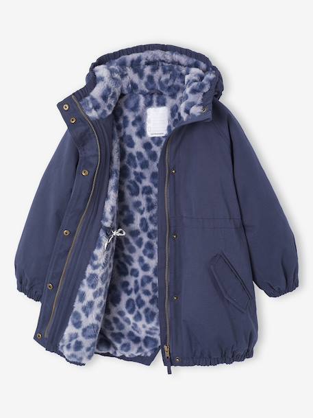 Parka fille à capuche doublée imitation fourrure bois de rose+camel+marine+noir+prune+vert foncé 17 - vertbaudet enfant 