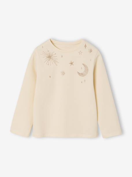 Tee-shirt fille étoiles brillantes vanille 1 - vertbaudet enfant 