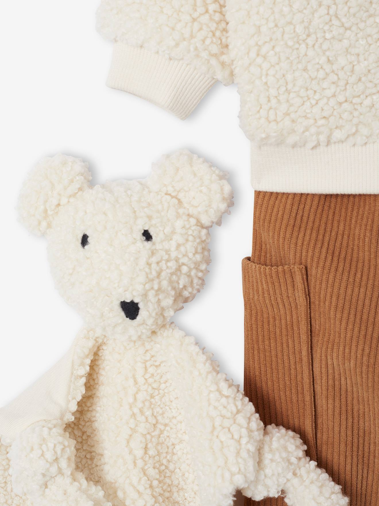 Coffret Cadeau Bébé Vertbaudet - Sweat Sherpa + Pantalon Velours + Doudou Ourson - Ensemble 3 Pièces - 4