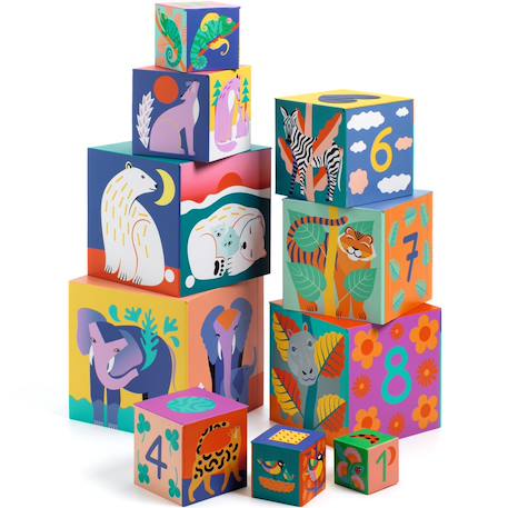 Cube à empiler Bleu clair, rose pâle+Multicolore 5 - vertbaudet enfant 