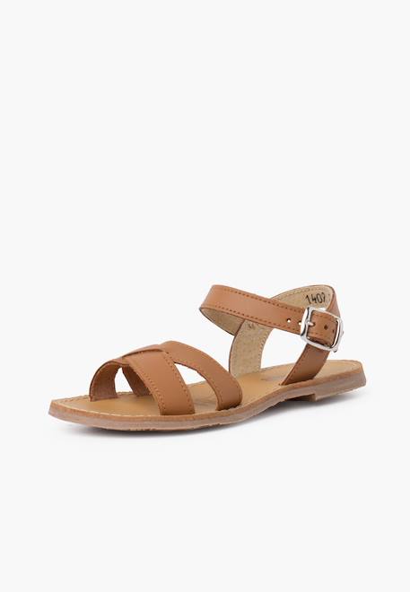 Sandale fille croisée cuir lisse Blanc+Bleu marine+Couleur cuir+Fucsia+Rose+Sable 14 - vertbaudet enfant 
