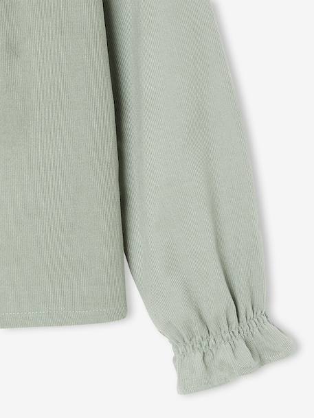 Blouse fille velours à volants détails broderie anglaise rose poudré+vert de gris 8 - vertbaudet enfant 