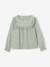 Blouse fille velours à volants détails broderie anglaise rose poudré+vert de gris 5 - vertbaudet enfant 