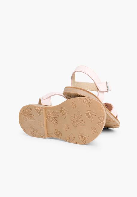 Sandale fille croisée cuir lisse Blanc+Bleu marine+Couleur cuir+Fucsia+Rose+Sable 27 - vertbaudet enfant 