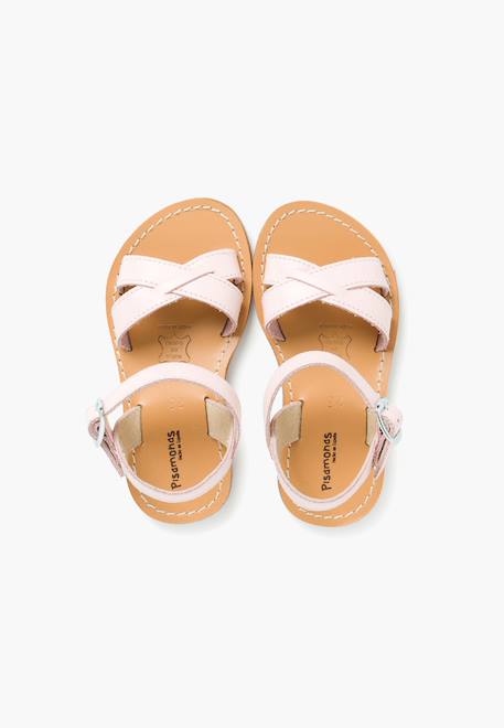 Sandale fille croisée cuir lisse Blanc+Bleu marine+Couleur cuir+Fucsia+Rose+Sable 29 - vertbaudet enfant 