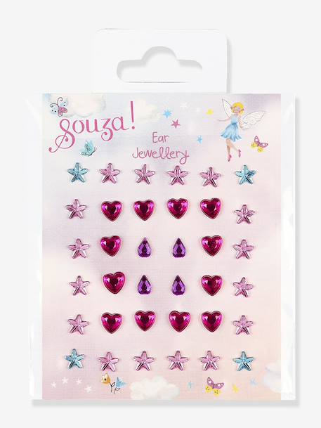 Bijoux d'oreille autocollants étoiles + coeurs multicolore 1 - vertbaudet enfant 