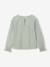 Blouse fille velours à volants détails broderie anglaise rose poudré+vert de gris 6 - vertbaudet enfant 