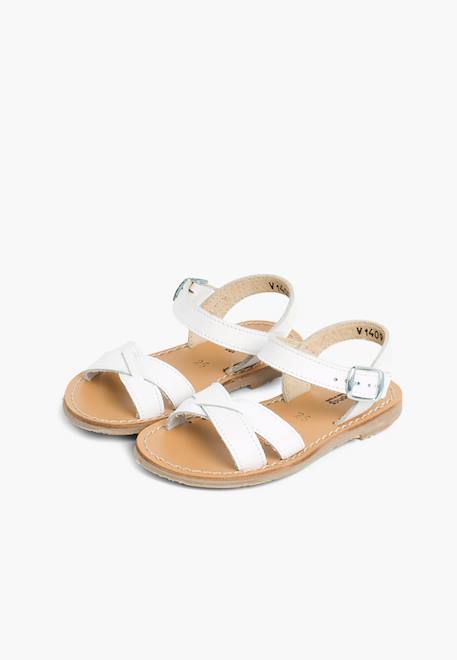 Sandale fille croisée cuir lisse Blanc+Bleu marine+Couleur cuir+Fucsia+Rose+Sable 4 - vertbaudet enfant 