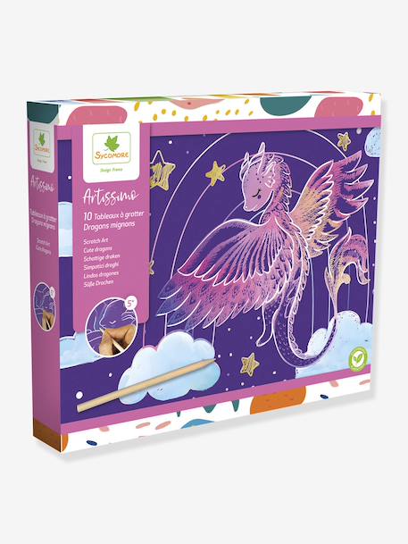 Artissimo - carte à gratter - Dragons mignons multicolore 1 - vertbaudet enfant 