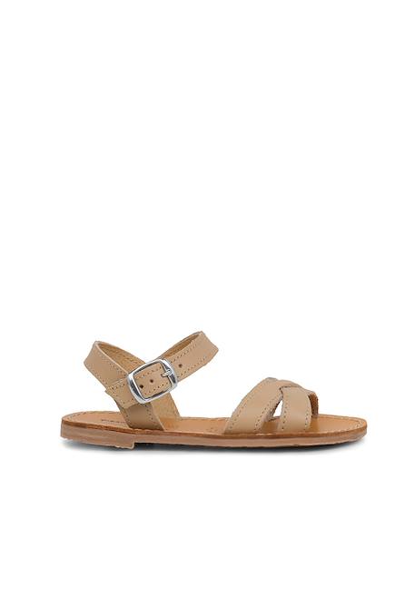 Sandale fille croisée cuir lisse Blanc+Bleu marine+Couleur cuir+Fucsia+Rose+Sable 31 - vertbaudet enfant 