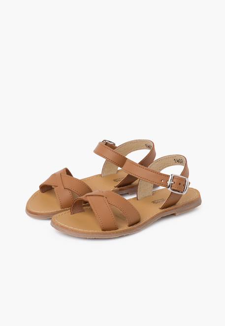 Sandale fille croisée cuir lisse Blanc+Bleu marine+Couleur cuir+Fucsia+Rose+Sable 16 - vertbaudet enfant 