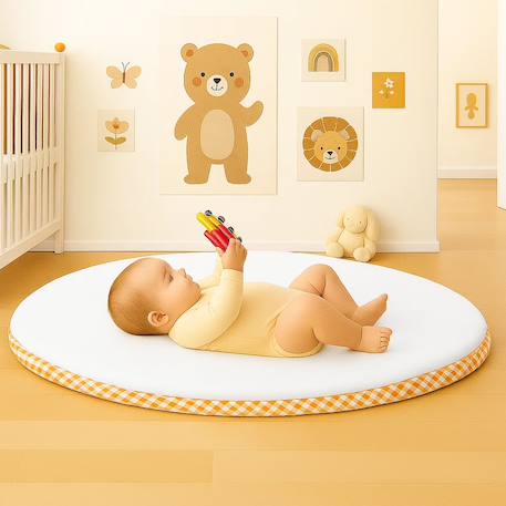 Tapis d'eveil en coton bio Blanc+Fraise+Honey+Rose+Vert 4 - vertbaudet enfant 