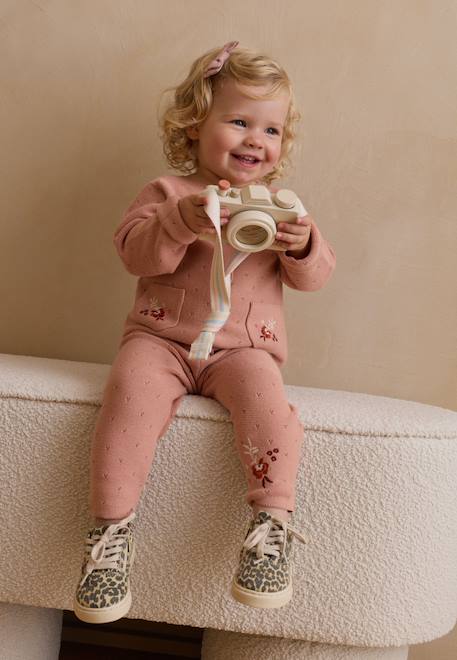 Pantalon bébé en tricot manouk Rose 1 - vertbaudet enfant 