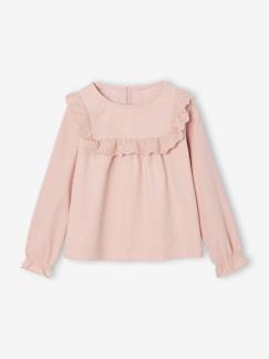 Blouse fille velours à volants détails broderie anglaise   - vertbaudet enfant