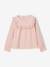 Blouse fille velours à volants détails broderie anglaise rose poudré+vert de gris 1 - vertbaudet enfant 