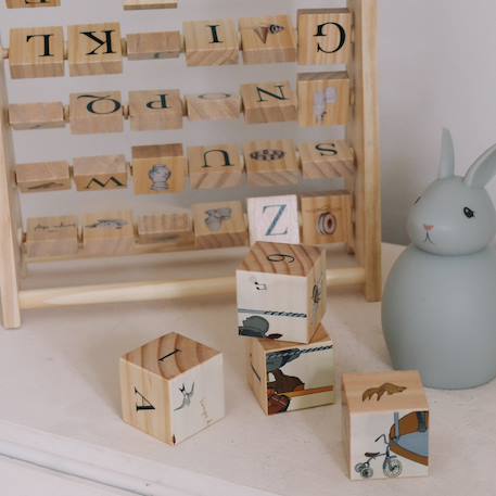 Cadre de cubes en bois abécédaire Beige, noir 2 - vertbaudet enfant 