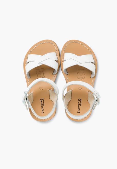 Sandale fille croisée cuir lisse Blanc+Bleu marine+Couleur cuir+Fucsia+Rose+Sable 5 - vertbaudet enfant 