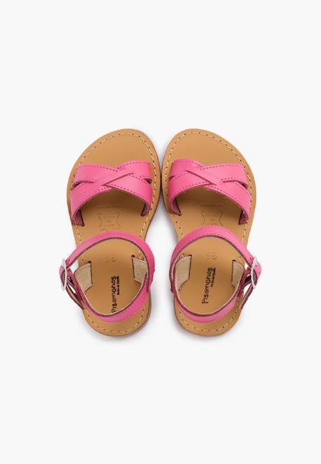 Sandale fille croisée cuir lisse Blanc+Bleu marine+Couleur cuir+Fucsia+Rose+Sable 23 - vertbaudet enfant 