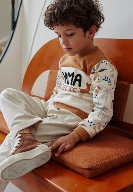 Sweat-shirt en molleton lamascotte Ecru 1 - vertbaudet enfant 