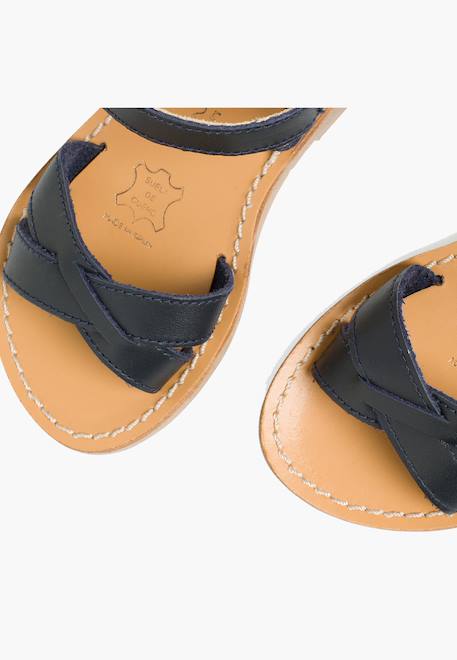 Sandale fille croisée cuir lisse Blanc+Bleu marine+Couleur cuir+Fucsia+Rose+Sable 12 - vertbaudet enfant 