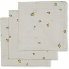 Puériculture-Lot de 3 langes en mousseline lemon (65 x 65 cm)