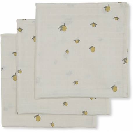 Lot de 3 langes en mousseline lemon (65 x 65 cm) Ecru, jaune, vert+Rose, rouge, vert 1 - vertbaudet enfant 